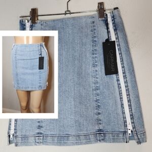 NWT Carmar Zipper Sides Margery Stretch Denim Mini Jean Skirt Size 24